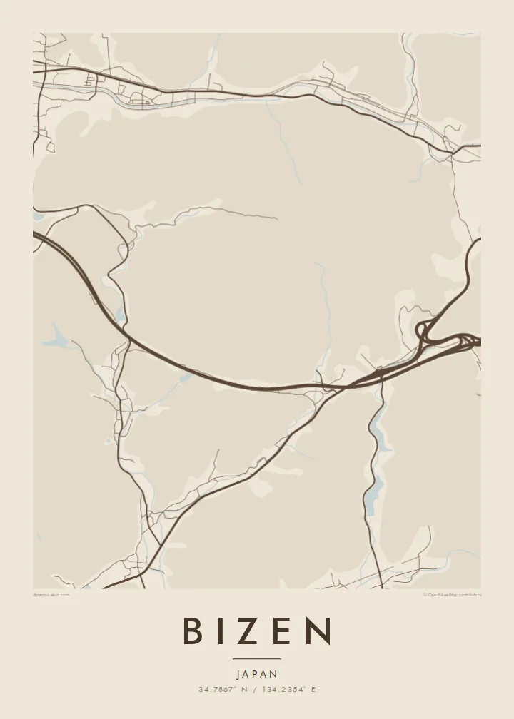 Bizen map poster — Sand style