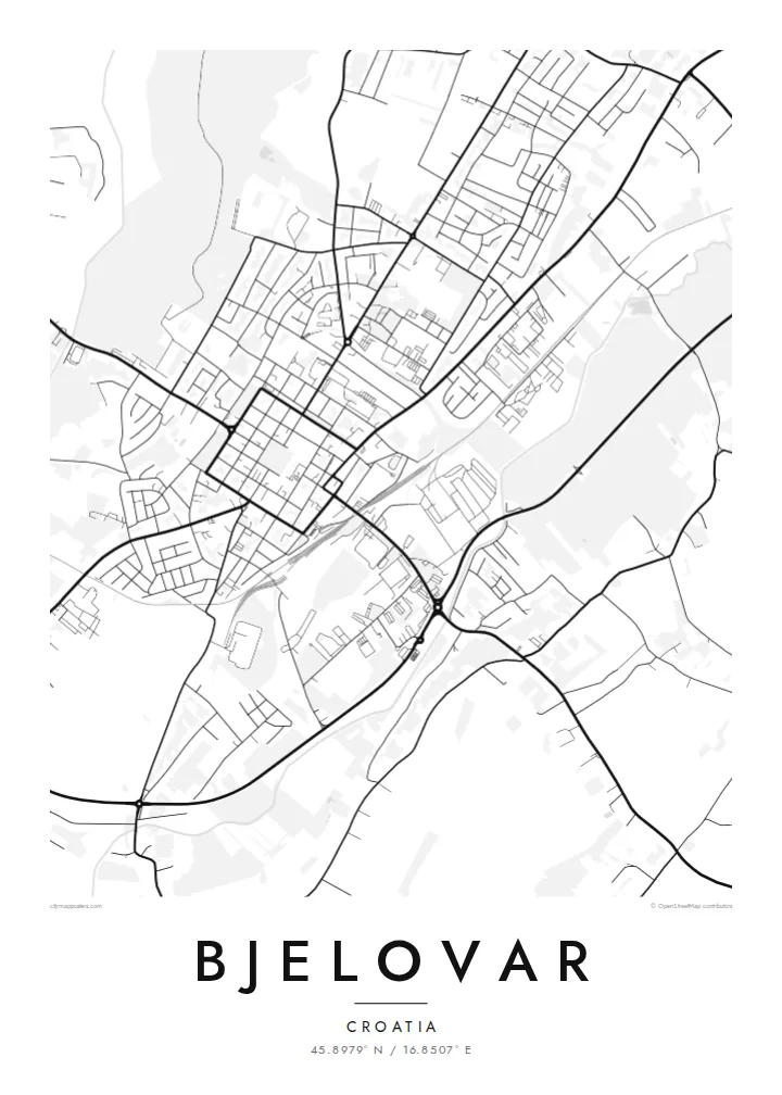 Bjelovar map poster — Classic