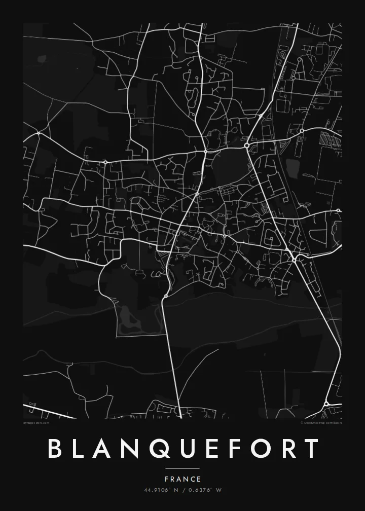 Blanquefort map poster — Noir