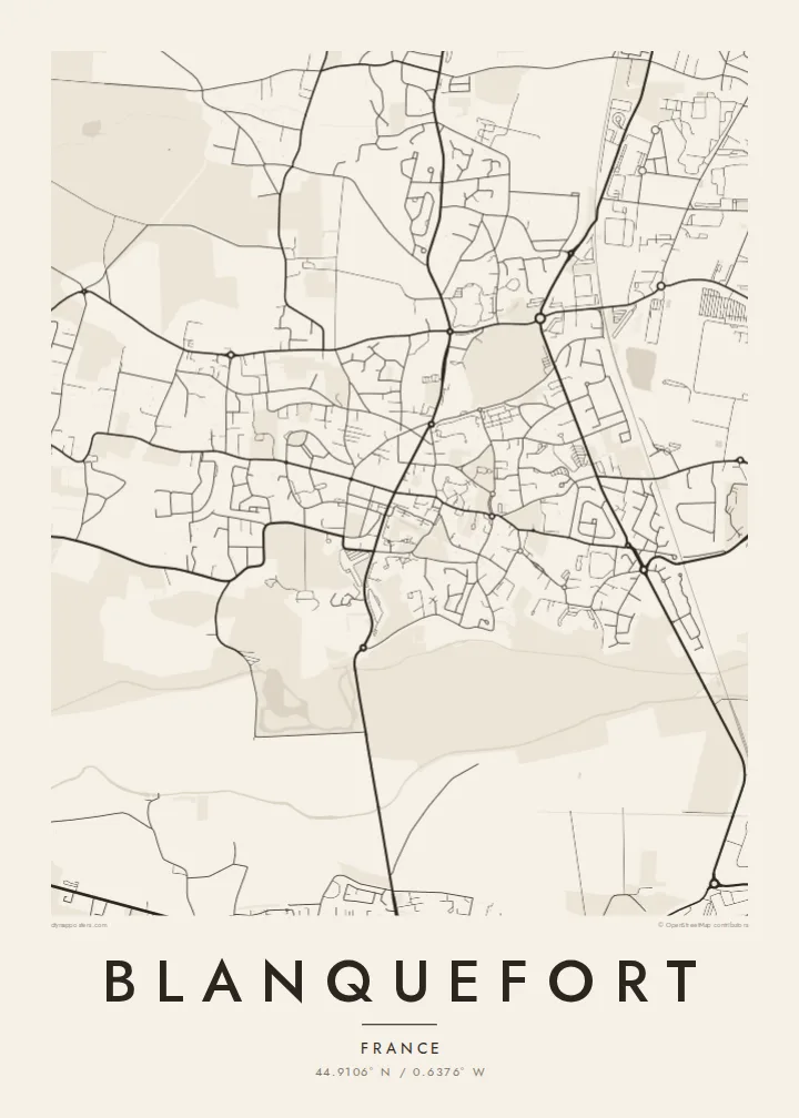 Blanquefort map poster — Paper