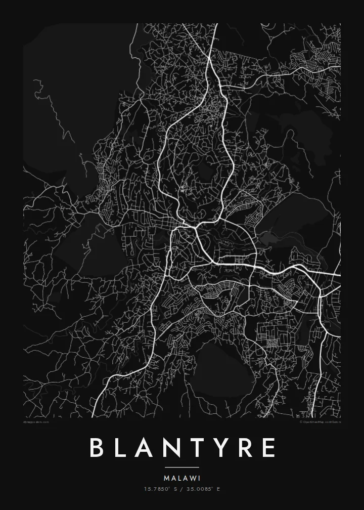 Blantyre map poster — Noir
