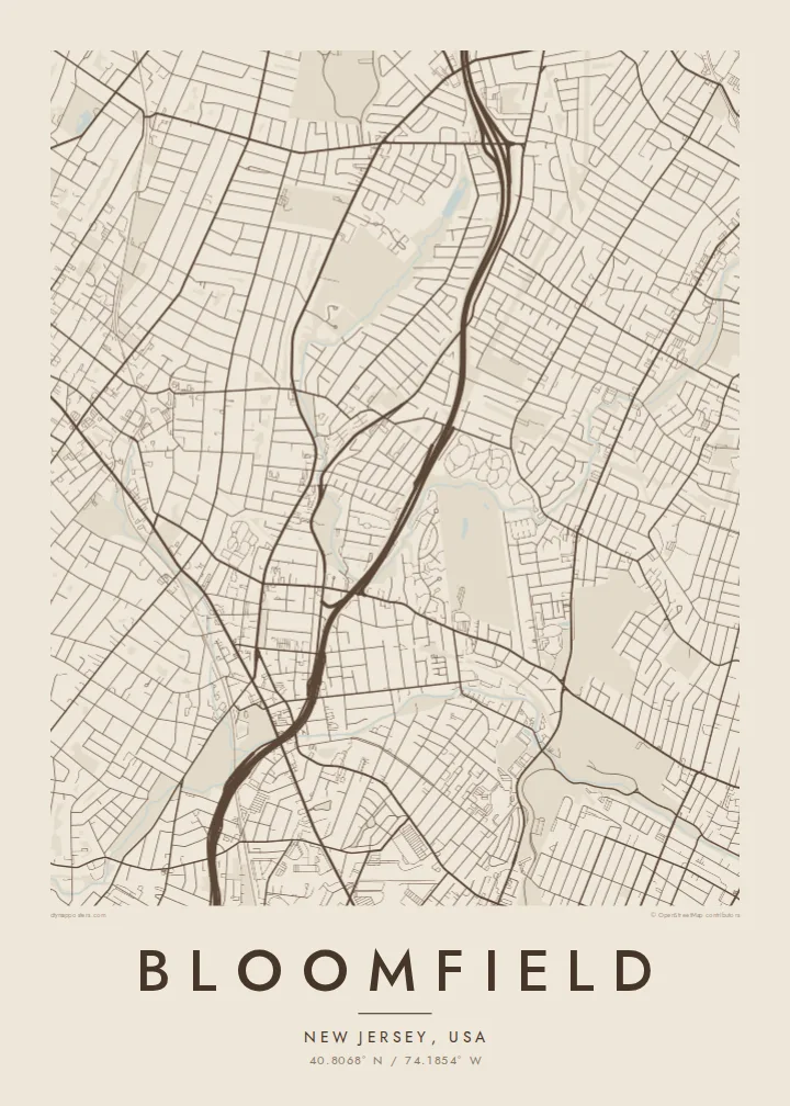 Bloomfield map poster — Sand