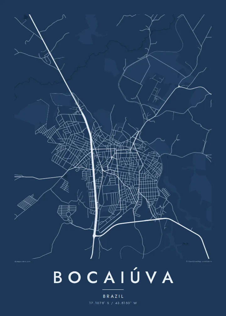 Bocaiúva map poster — Blueprint style