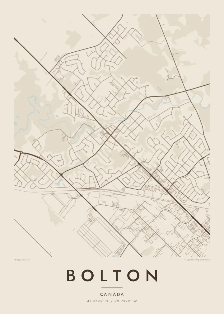 Bolton map poster — Sand style
