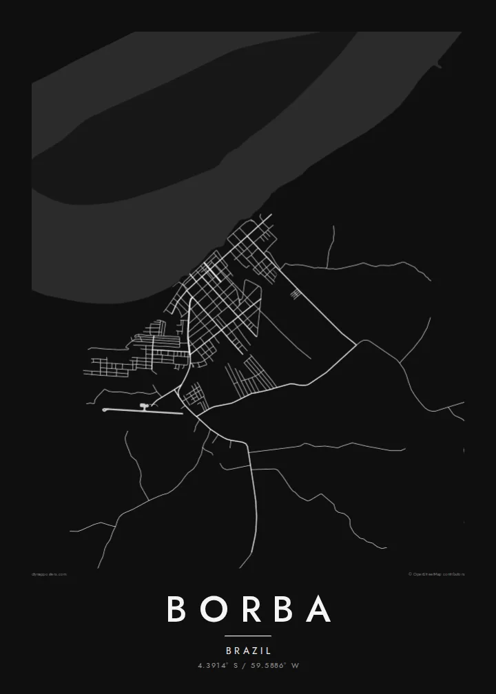 Borba map poster — Noir style