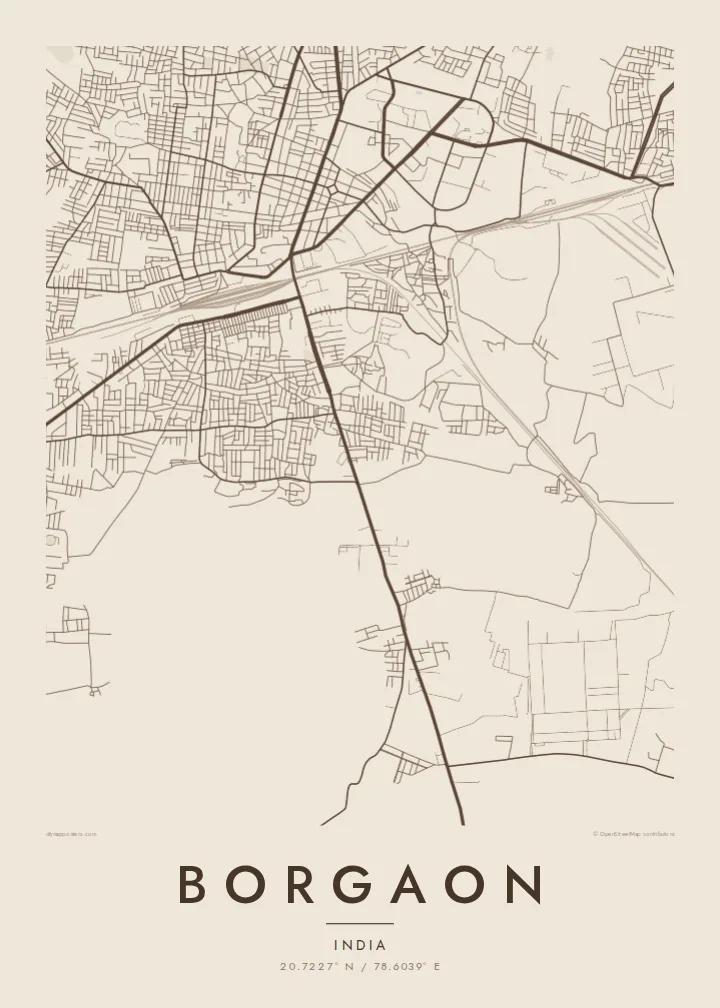 Borgaon map poster — Sand style