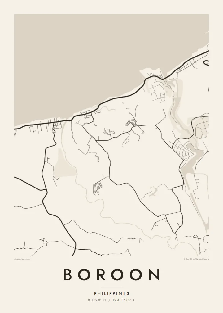 Boroon map poster — Paper style