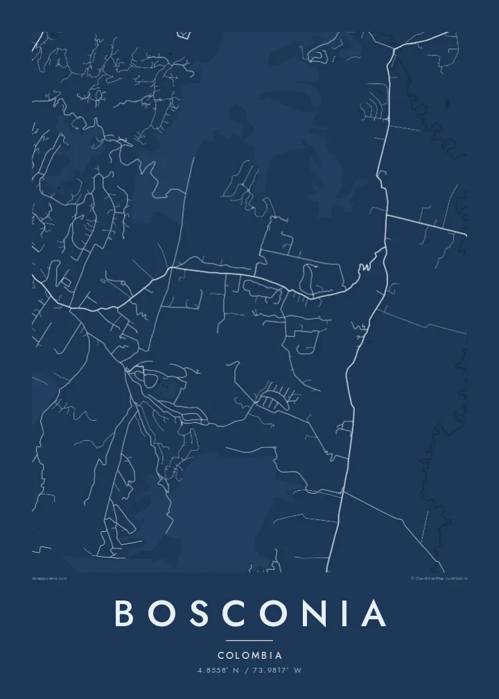 Bosconia map poster — Blueprint style