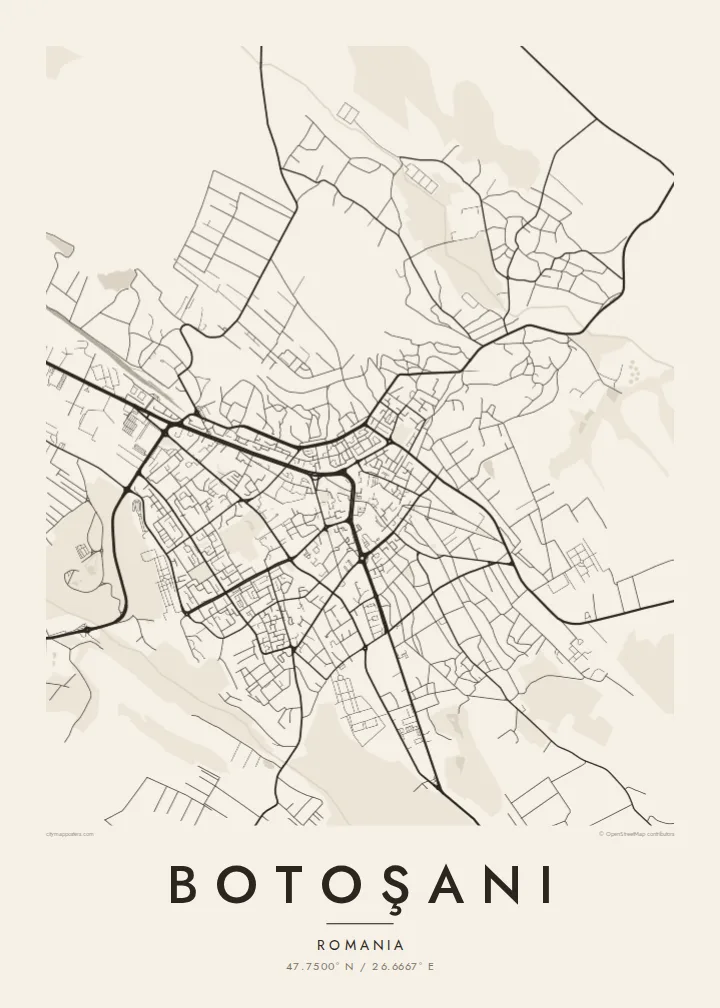 Botoşani map poster — Paper