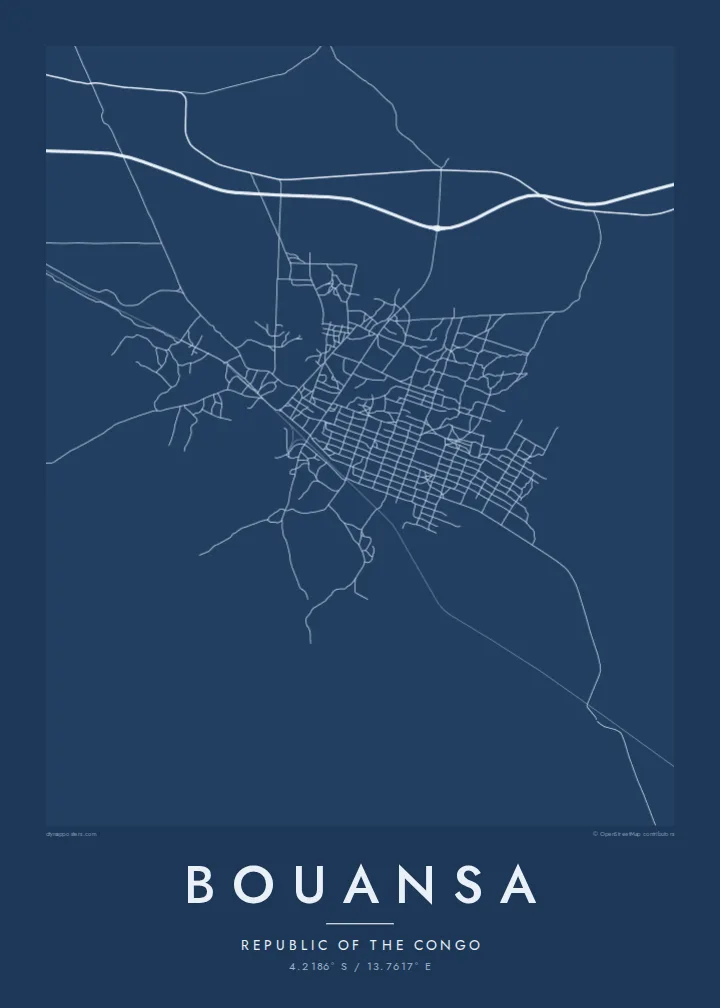 Bouansa map poster — Blueprint style