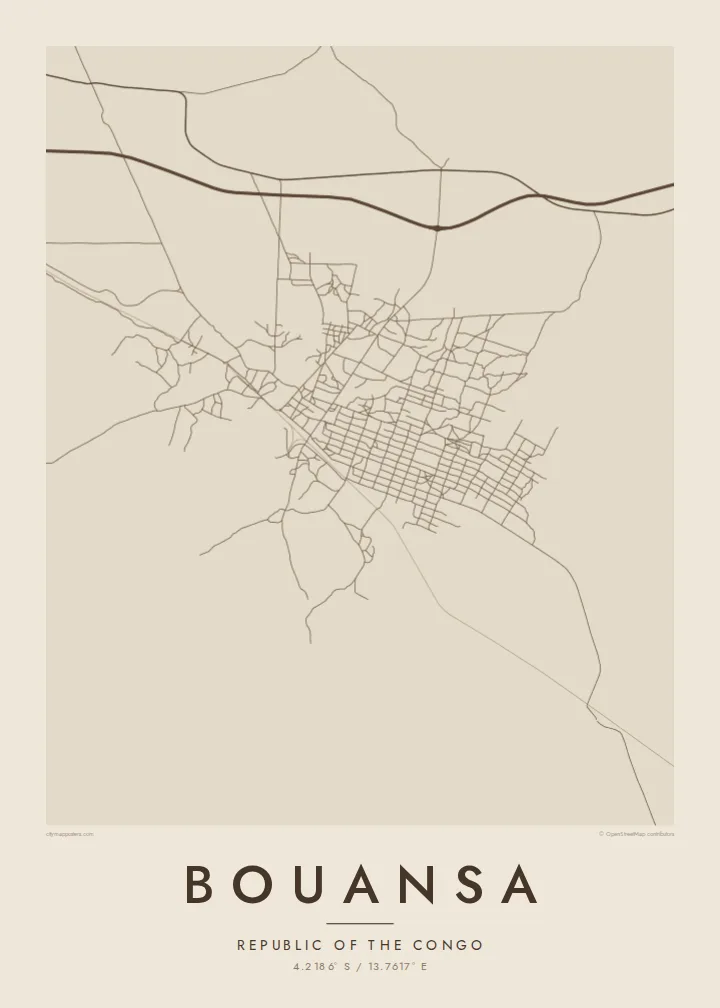 Bouansa map poster — Sand style