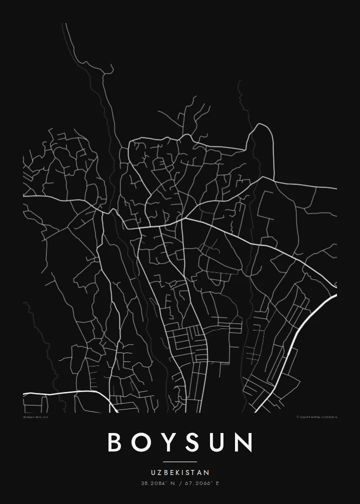 Boysun map poster — Noir