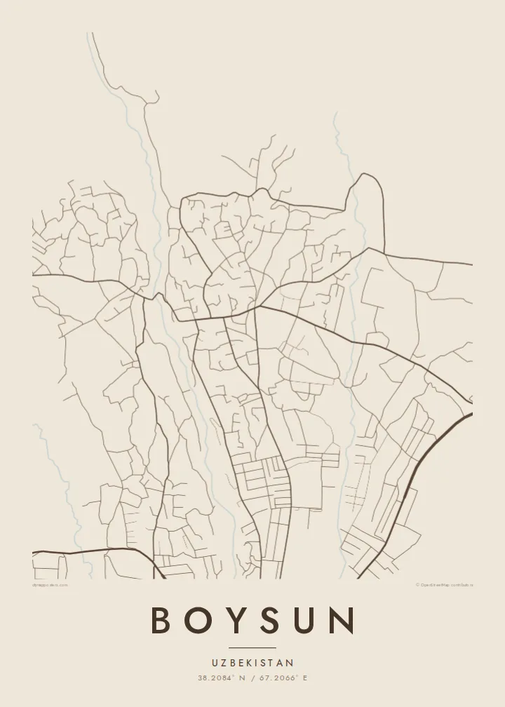 Boysun map poster — Sand