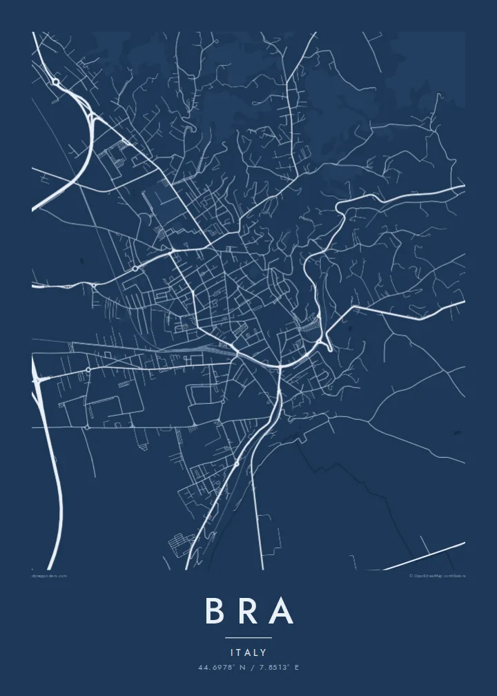 Bra map poster — Blueprint style
