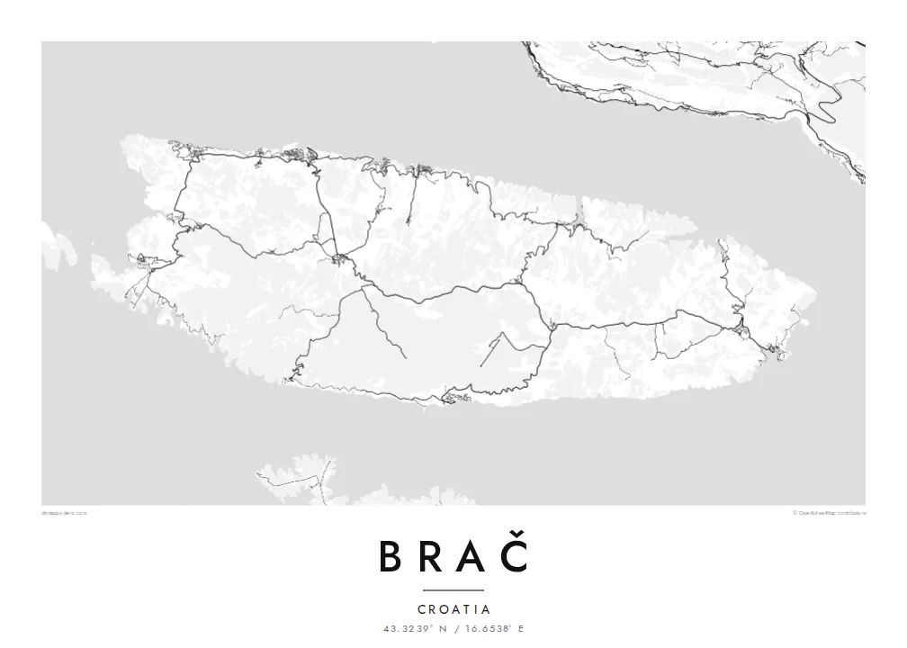 Brač map poster