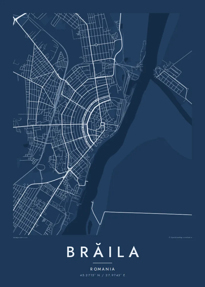 Brăila map poster — Blueprint