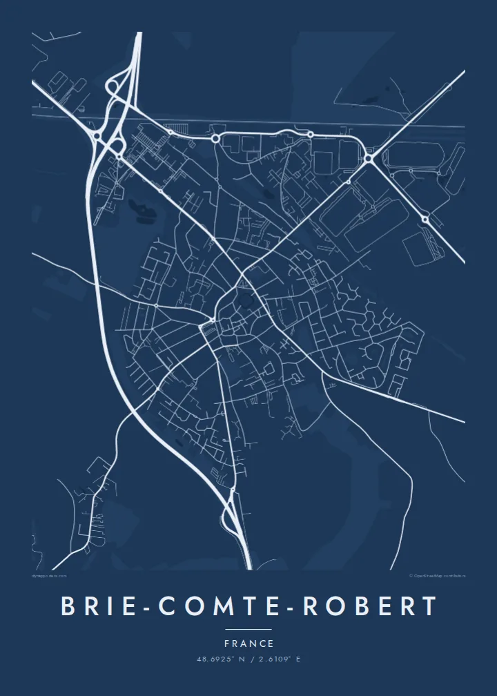 Brie-Comte-Robert map poster — Blueprint