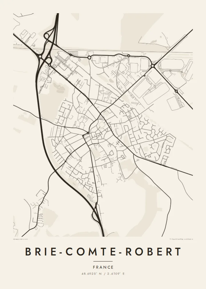 Brie-Comte-Robert map poster — Paper