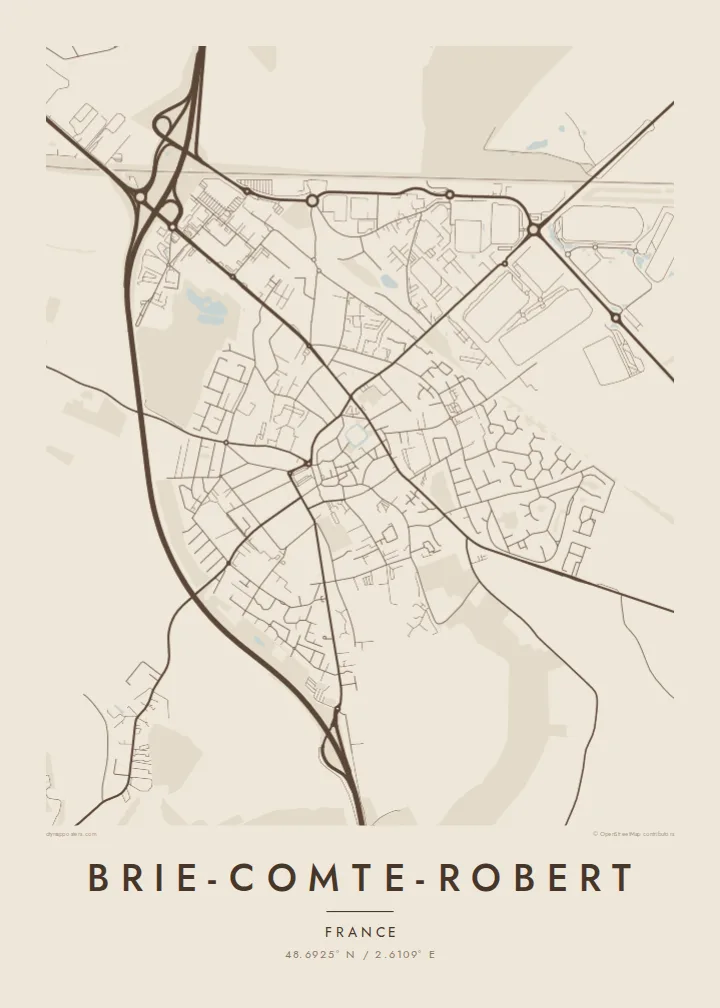 Brie-Comte-Robert map poster — Sand