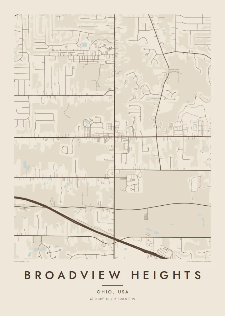 Broadview Heights map poster — Sand