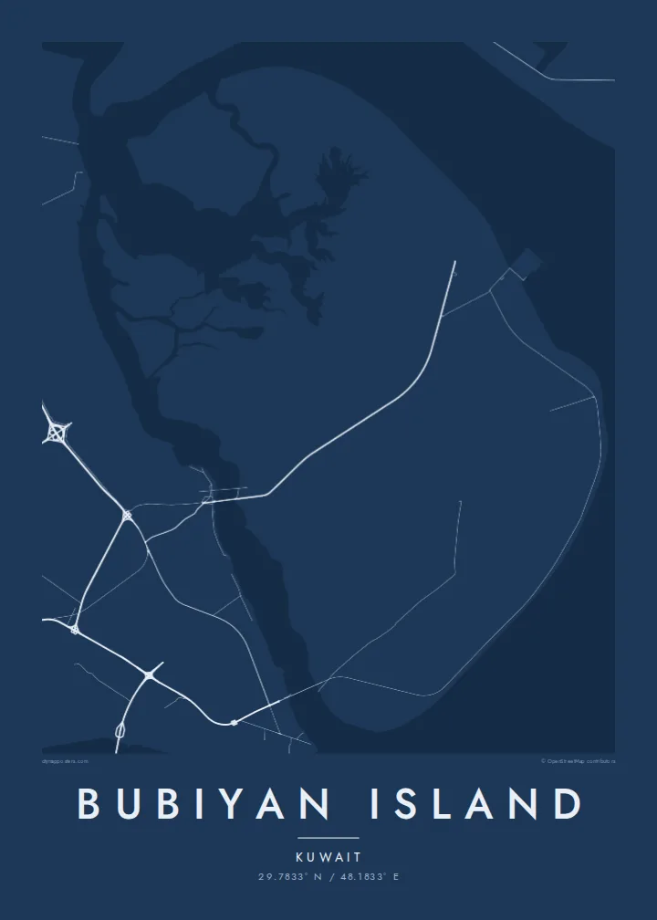 Bubiyan Island map poster — Blueprint