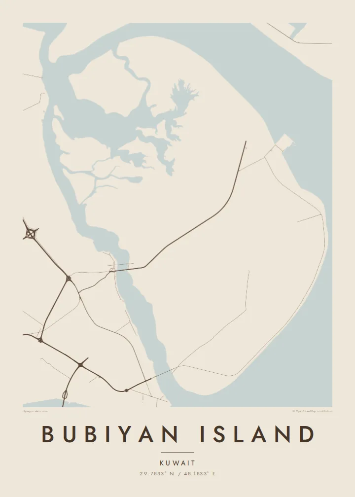 Bubiyan Island map poster — Sand