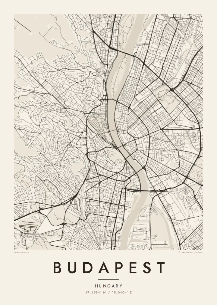 Budapest map poster — Paper