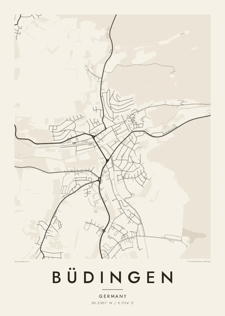 Büdingen map poster — Paper style