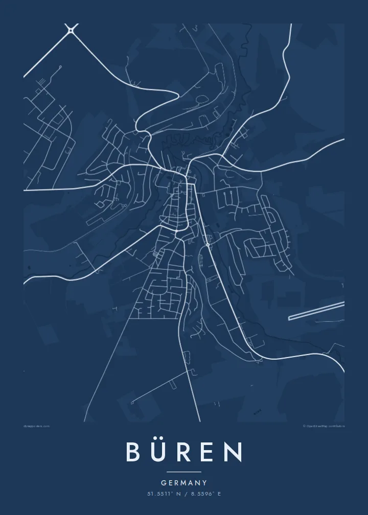Büren map poster — Blueprint style