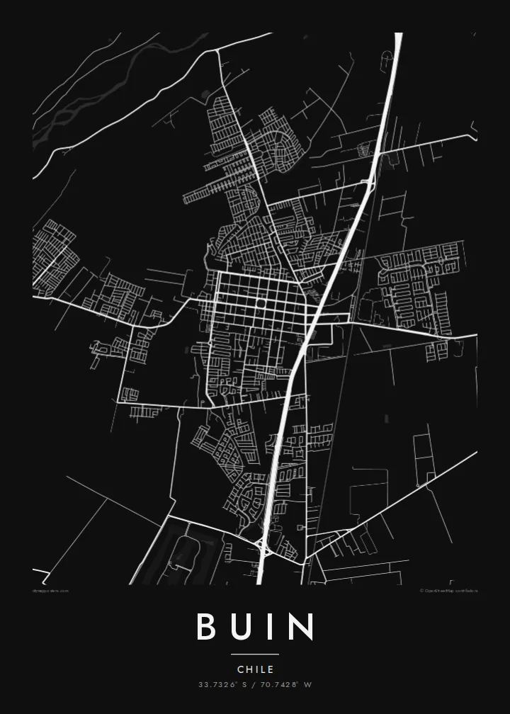 Buin map poster — Noir