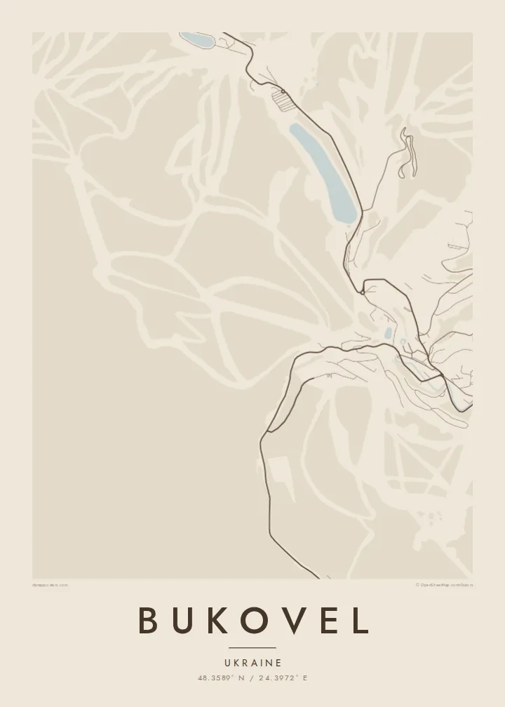 Bukovel map poster — Sand style