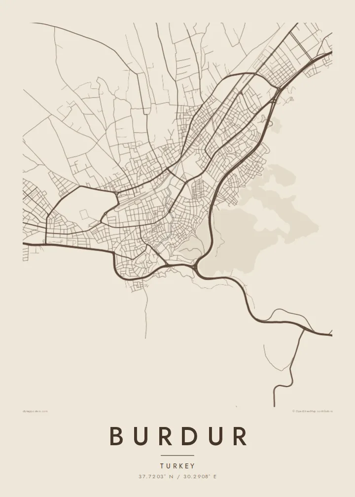 Burdur map poster — Sand