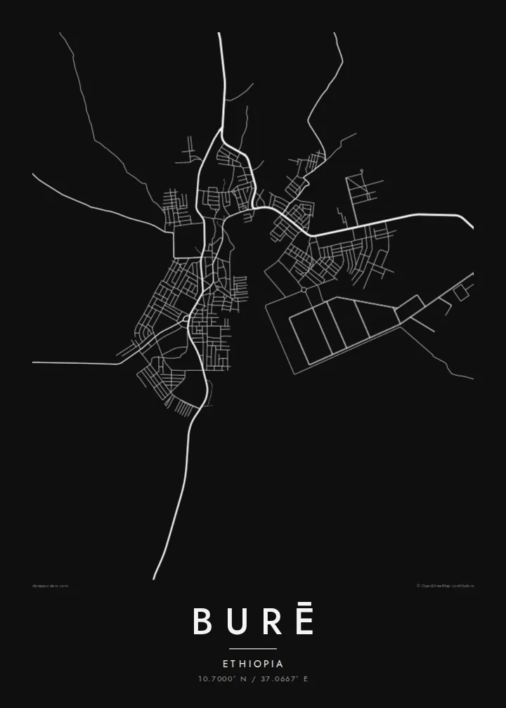 Burē map poster — Noir style