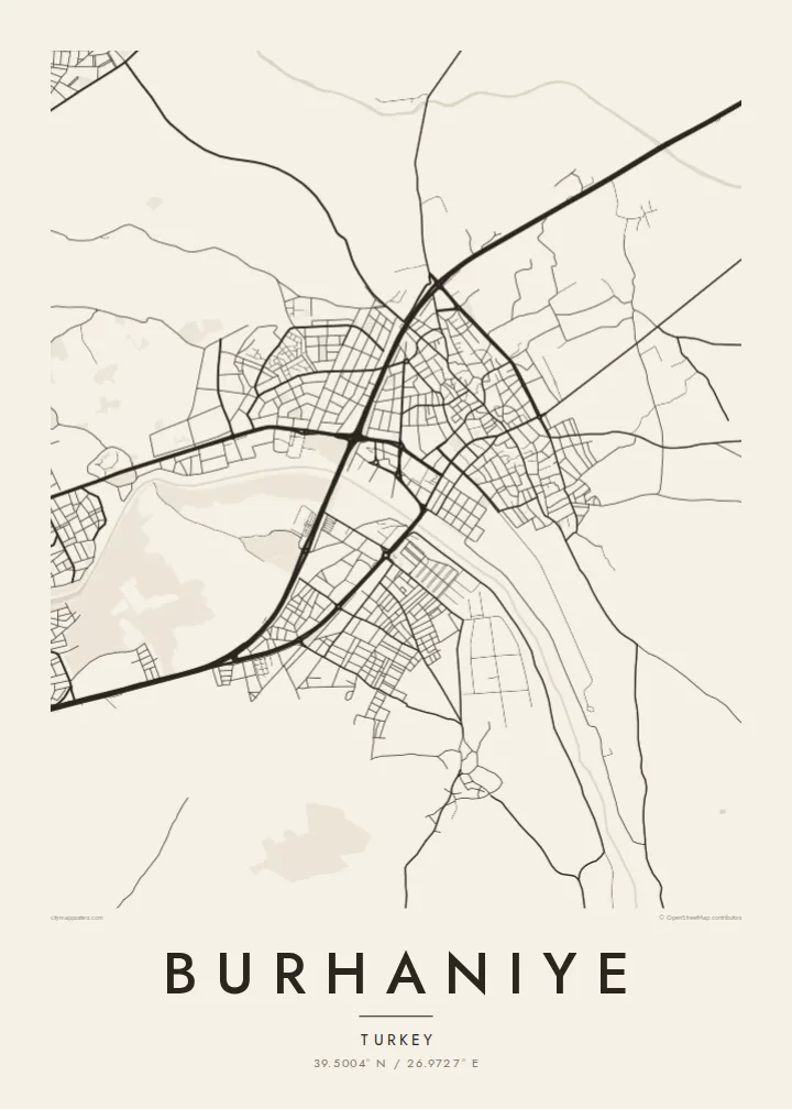 Burhaniye map poster — Paper