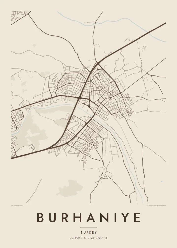 Burhaniye map poster — Sand