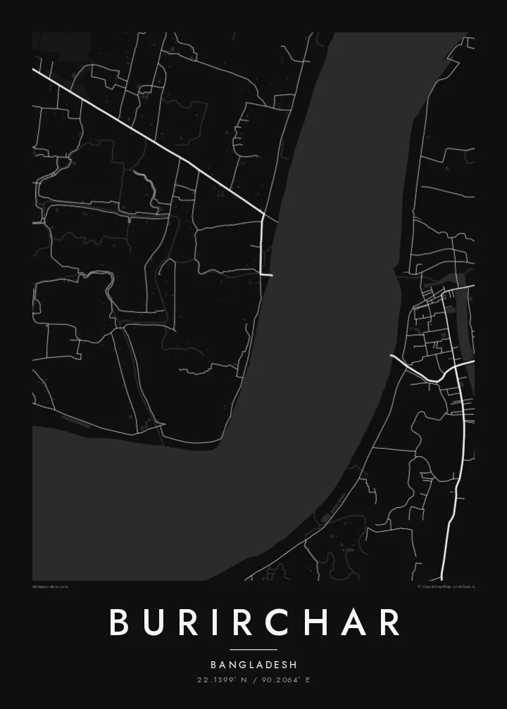 Burirchar map poster — Noir style