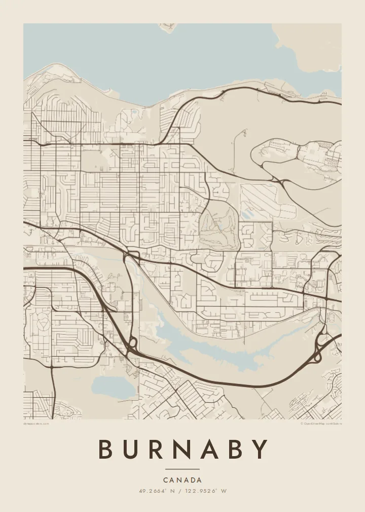 Burnaby map poster — Sand