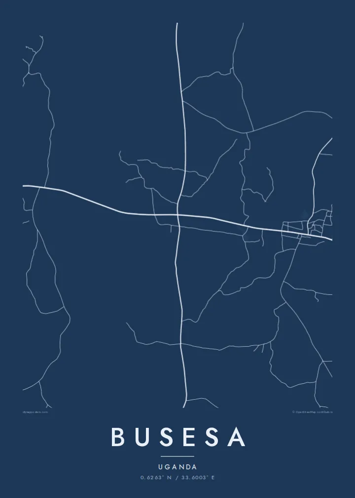 Busesa map poster — Blueprint style