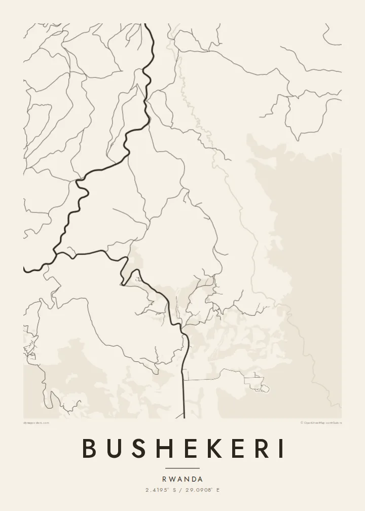 Bushekeri map poster — Paper style