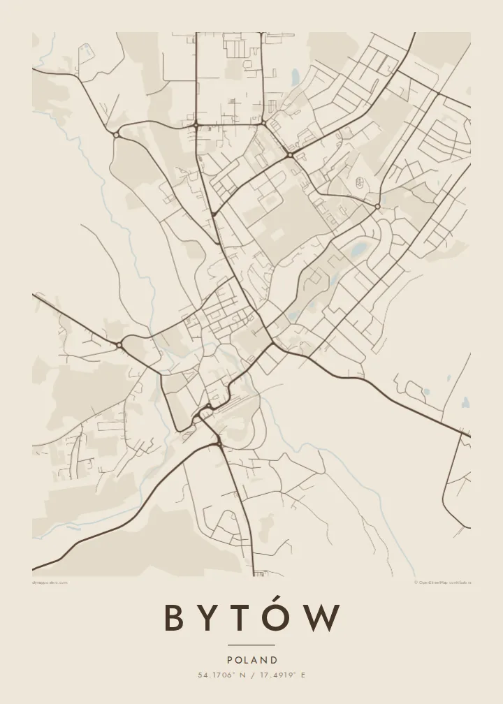 Bytów map poster — Sand