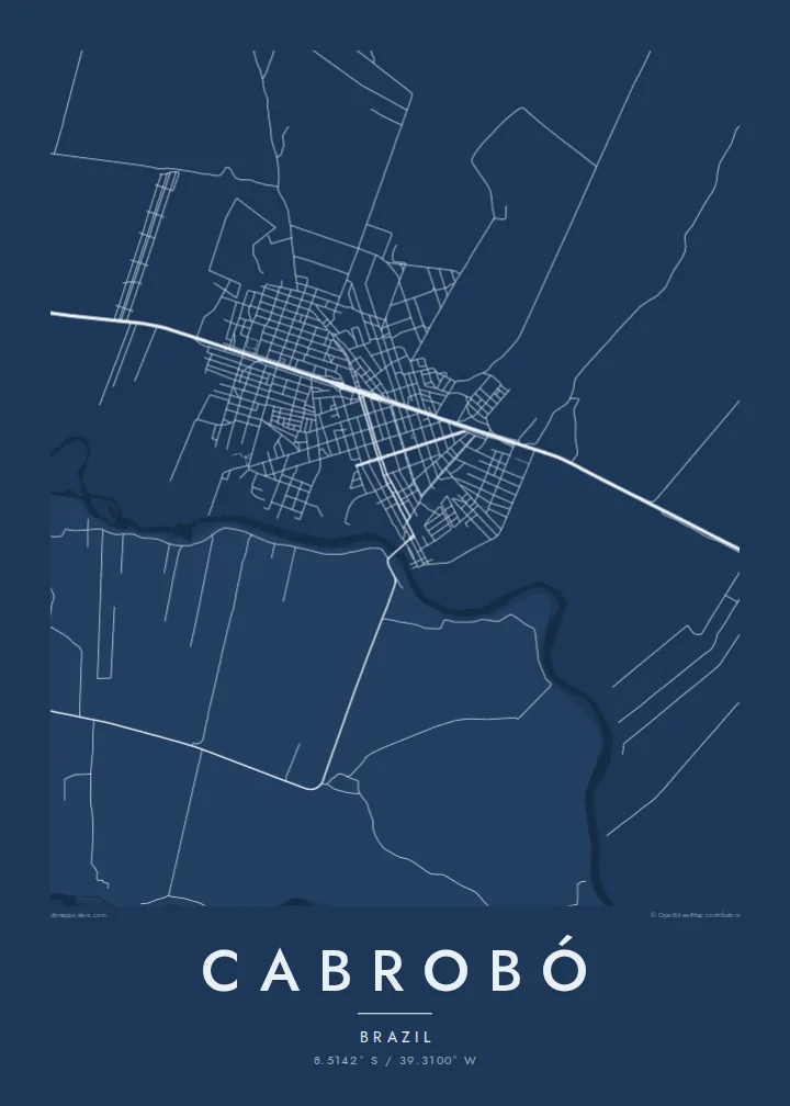 Cabrobó map poster — Blueprint style