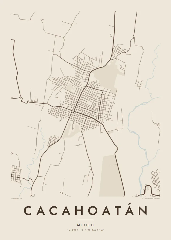 Cacahoatán map poster — Sand style