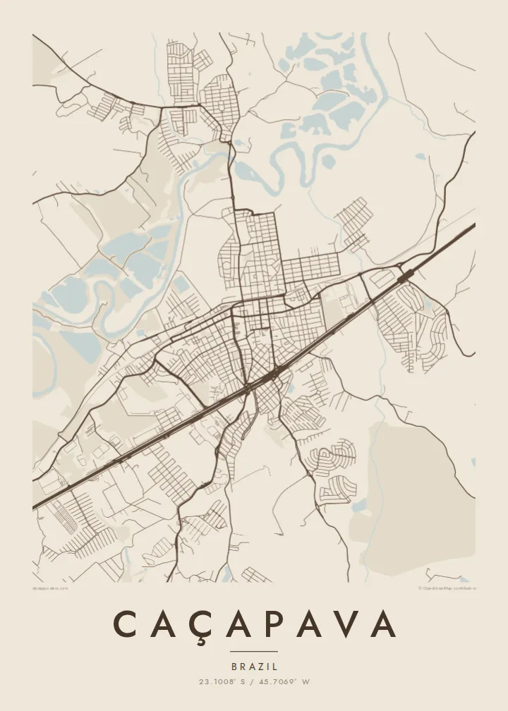 Caçapava map poster — Sand