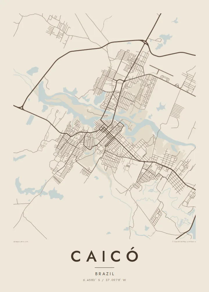 Caicó map poster — Sand style