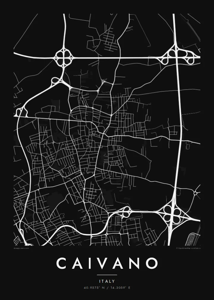 Caivano map poster — Noir style