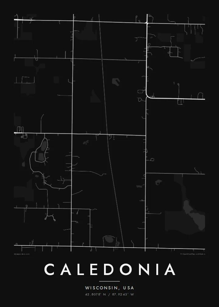 Caledonia map poster — Noir