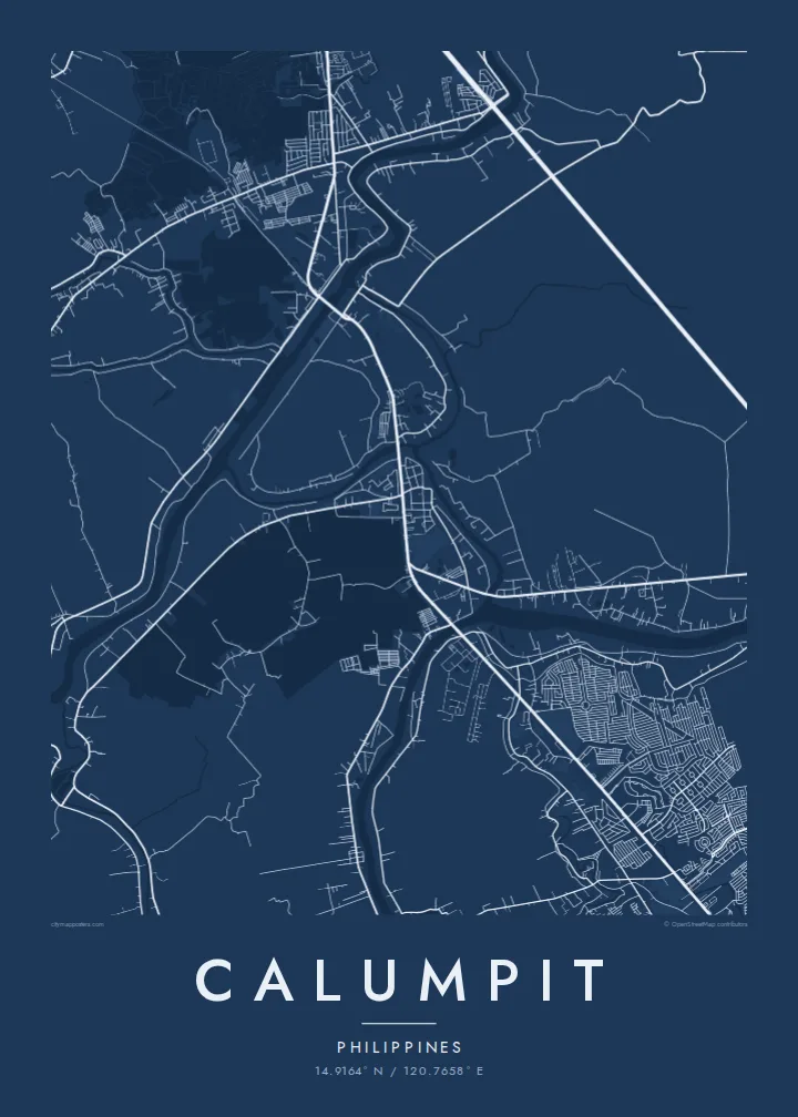 Calumpit map poster — Blueprint style