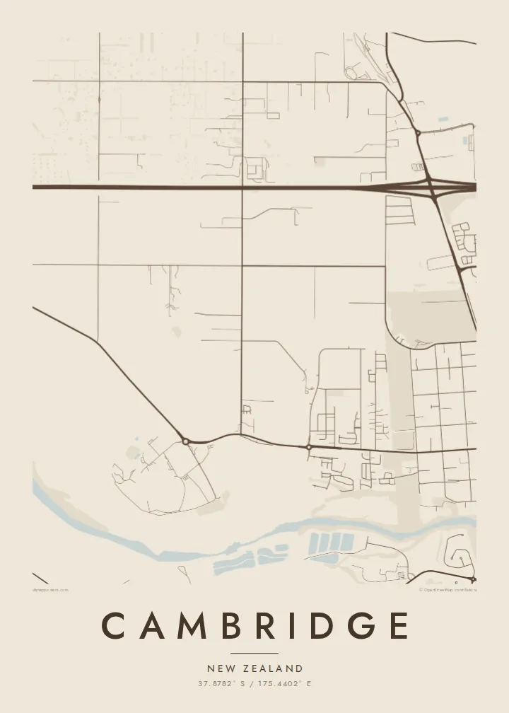 Cambridge map poster — Sand style