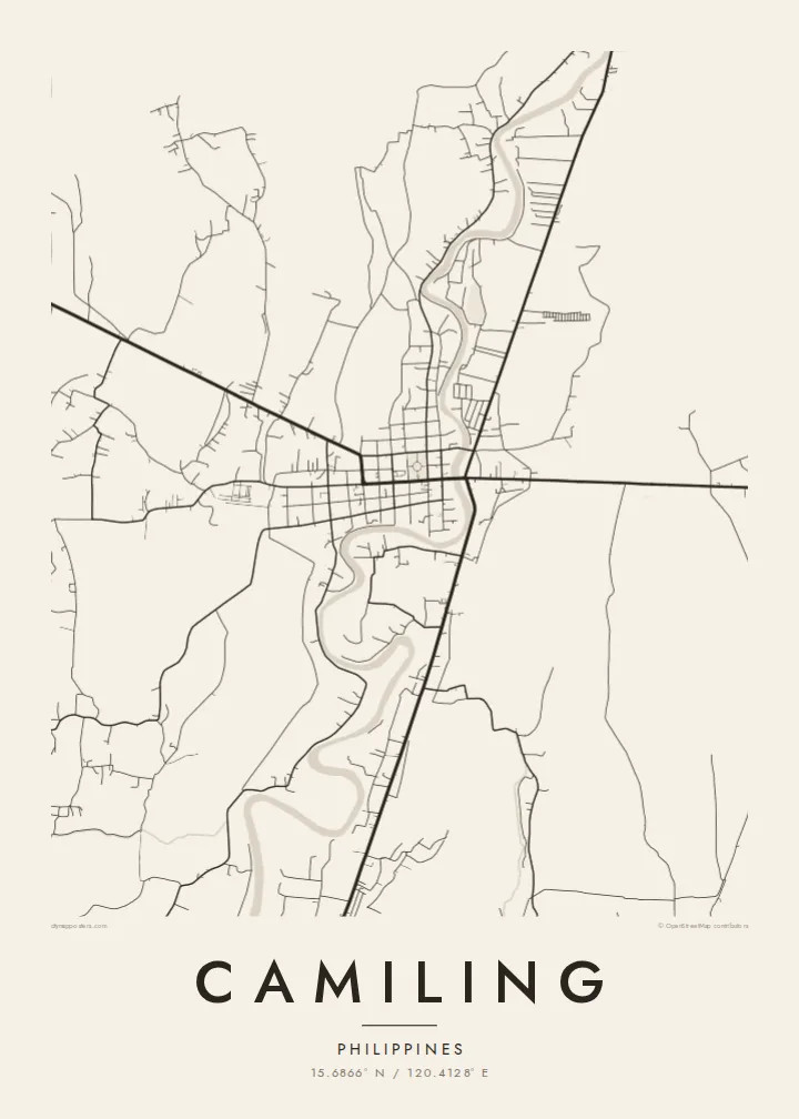 Camiling map poster — Paper style