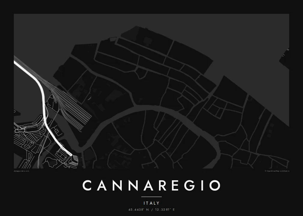 Cannaregio map poster — Noir style